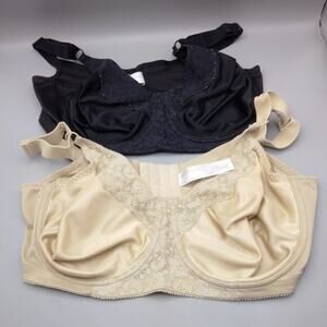 2 Underscore Bra 38DD 126-1324 Beige Black Lacy Underwire Vintage Soft Cups
